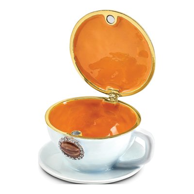 Pewter Coffee Cup Trinket Box with 18" Necklace – view 2