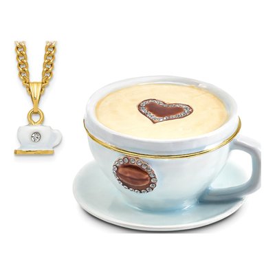 Pewter Coffee Cup Trinket Box with 18" Necklace – view 5