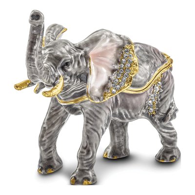 Pewter Elephant Trinket Box with 18" Necklace