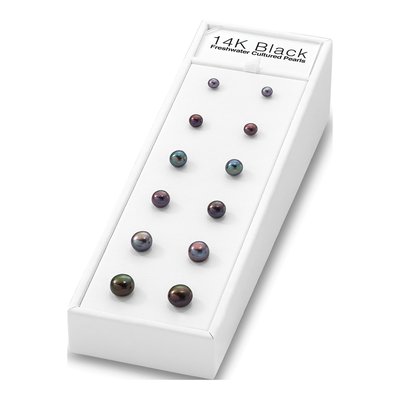 14K Black Freshwater Pearl Stud Display Kit