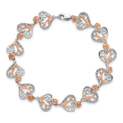 14K Two-Tone Gold 1/3 ct tw Diamond Quinceanera Bracelet – view 4