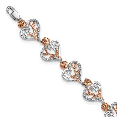 14K Two-Tone Gold 1/3 ct tw Diamond Quinceanera Bracelet