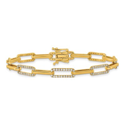 14K Yellow Gold 1.4 ct tw Diamond Paperclip Bracelet – view 3