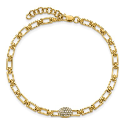 14K Yellow Gold 1/8 ct tw Diamond Cluster Link Bracelet – view 4