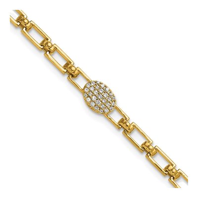 14K Yellow Gold 1/8 ct tw Diamond Cluster Link Bracelet