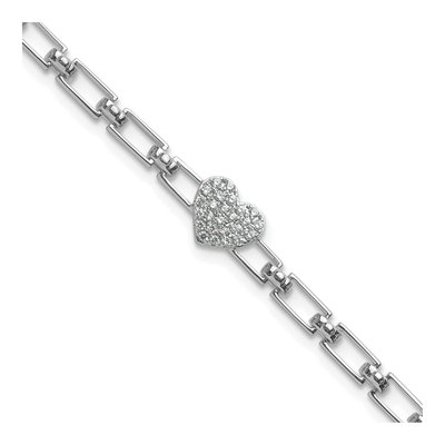 14K White Gold 1/6 ct tw Diamond Heart Bracelet