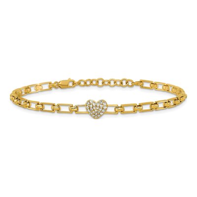 14K Yellow Gold 1/6 ct tw Diamond Heart Cluster Bracelet – view 3
