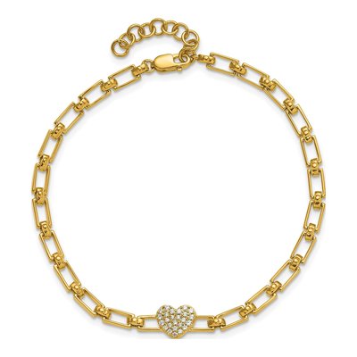 14K Yellow Gold 1/6 ct tw Diamond Heart Cluster Bracelet – view 4
