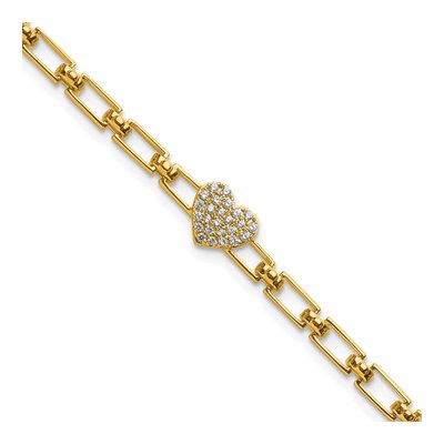 14K Yellow Gold 1/6 ct tw Diamond Heart Cluster Bracelet
