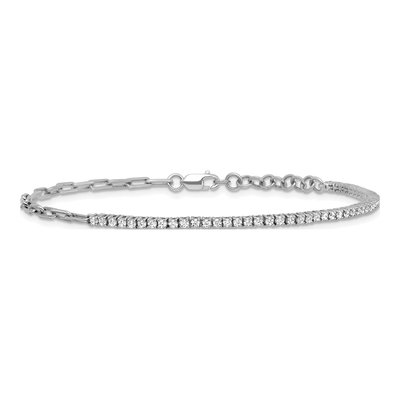 14K White Gold 3/4 ct tw Diamond Paperclip Bracelet – view 3