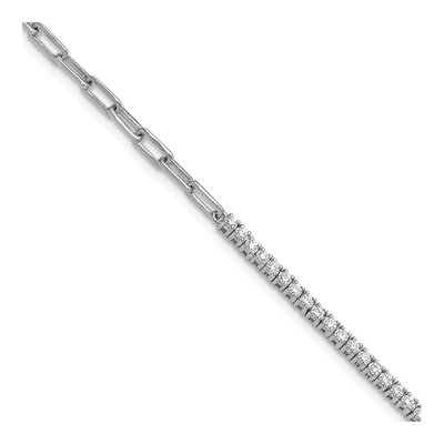 14K White Gold 3/4 ct tw Diamond Paperclip Bracelet