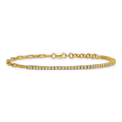 14K Yellow Gold 3/4 ct tw Diamond Paperclip Link Bracelet – view 3
