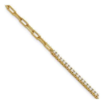 14K Yellow Gold 3/4 ct tw Diamond Paperclip Link Bracelet