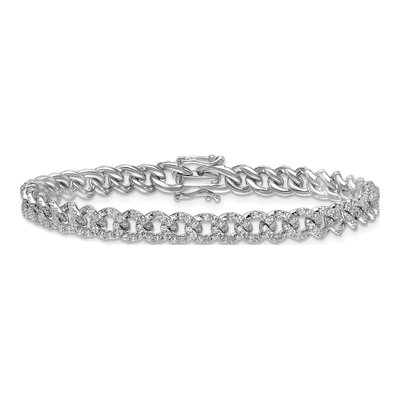 14K White Gold 2.6 ct tw Diamond Curb Link Bracelet – view 3