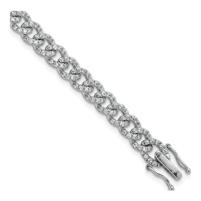 14K White Gold 2.6 ct tw Diamond Curb Link Bracelet