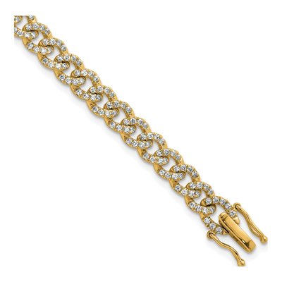 14K Yellow Gold 2.6 ct tw Diamond Curb Link Bracelet
