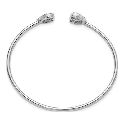 14K White Gold 1/2 ct tw Diamond Heart Flexible Cuff Bracelet – view 2