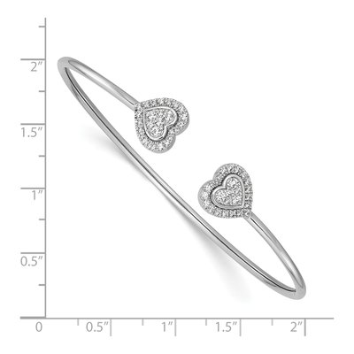 14K White Gold 1/2 ct tw Diamond Heart Flexible Cuff Bracelet – view 3