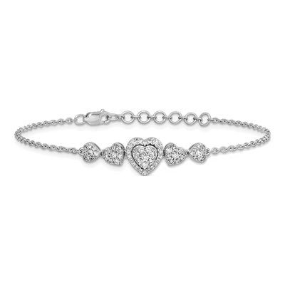 14K White Gold 5/8 ct tw Diamond Hearts Bracelet – view 3