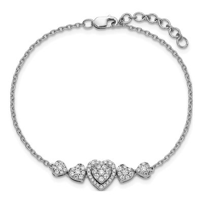 14K White Gold 5/8 ct tw Diamond Hearts Bracelet – view 4