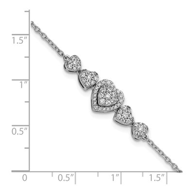 14K White Gold 5/8 ct tw Diamond Hearts Bracelet – view 5