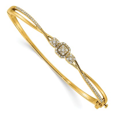 14K Yellow Gold 1/2 ct tw Diamond Hinged Bangle Bracelet