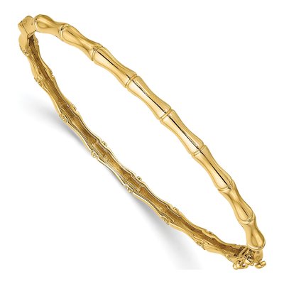 14K Yellow Gold 1/4 ct tw Diamond Bamboo Bangle Bracelet – view 3