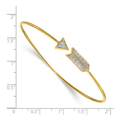 14K Yellow Gold 1/3 ct tw Diamond Arrow Flexible Cuff Bracelet – view 2