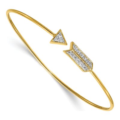 14K Yellow Gold 1/3 ct tw Diamond Arrow Flexible Cuff Bracelet