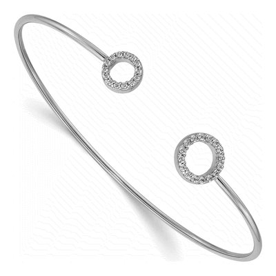 14K White Gold 1/4 ct tw Diamond Circles Flexible Cuff Bracelet