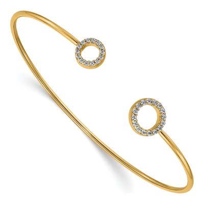 14K Yellow Gold 1/4 ct tw Diamond Circles Cuff Bracelet