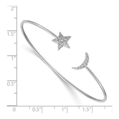 14K White Gold 1/4 ct tw Diamond Moon Star Cuff Bracelet – view 4
