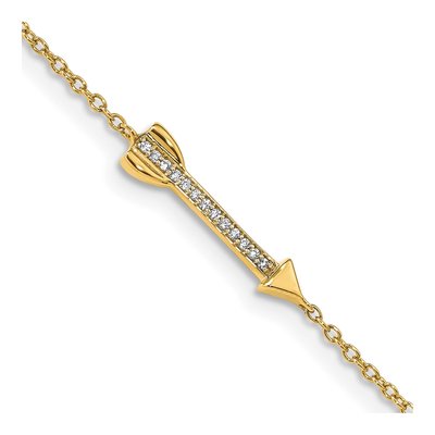 14K Yellow Gold 1/20 ct tw Diamond Arrow Bracelet