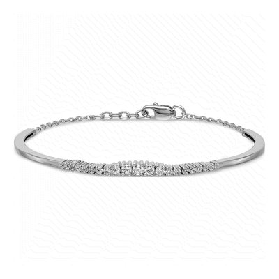 14K White Gold 3/4 ct tw Lab-Grown Diamond Graduated Bangle Bracelet – view 4