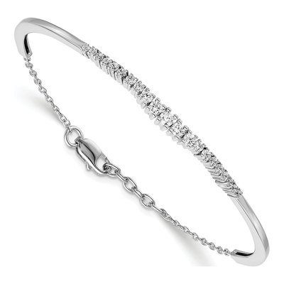14K White Gold 3/4 ct tw Lab-Grown Diamond Graduated Bangle Bracelet