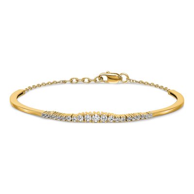 14K Yellow Gold 3/4 ct tw Lab-Grown Diamond Graduated Bangle Bracelet – view 3