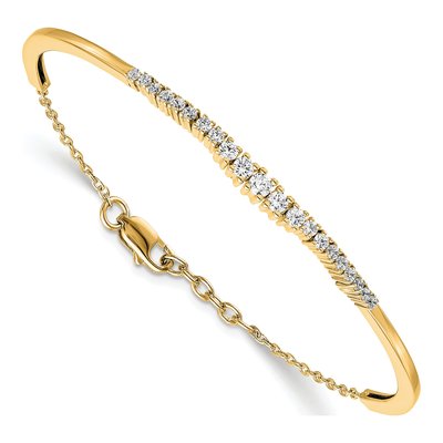 14K Yellow Gold 3/4 ct tw Lab-Grown Diamond Graduated Bangle Bracelet