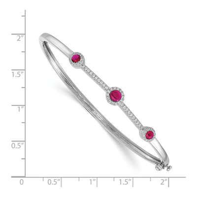 14K White Gold 1/4 ct tw Ruby & Diamond Cabochon Bangle Bracelet – view 2
