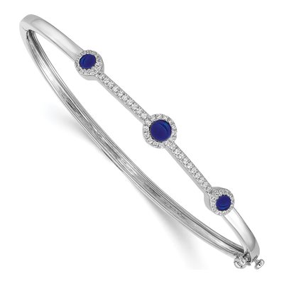 14K White Gold 1/4 ct tw Sapphire & Diamond Bangle Bracelet