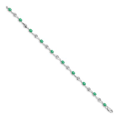 14K White Gold Emerald Link Bracelet – view 2