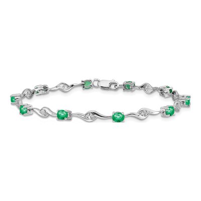 14K White Gold Emerald Link Bracelet – view 3