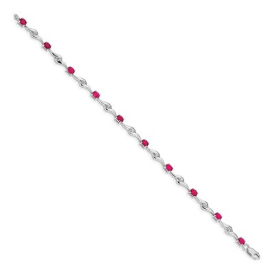 14K White Gold Ruby Link Bracelet – view 2