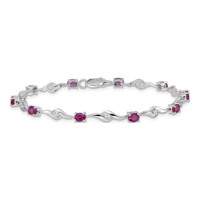 14K White Gold Ruby Link Bracelet – view 3