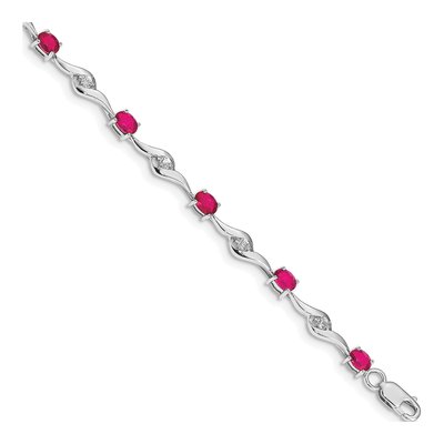 14K White Gold Ruby Link Bracelet