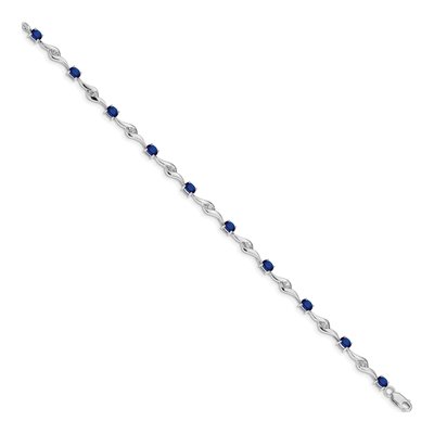 10K White Gold Blue Sapphire Bracelet – view 2