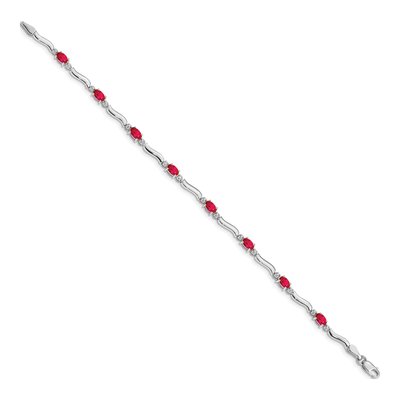 10K White Gold Diamond Ruby Bracelet – view 2