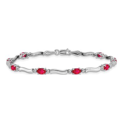 10K White Gold Diamond Ruby Bracelet – view 3