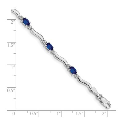 10K White Gold Diamond Sapphire Wavy Bracelet – view 4