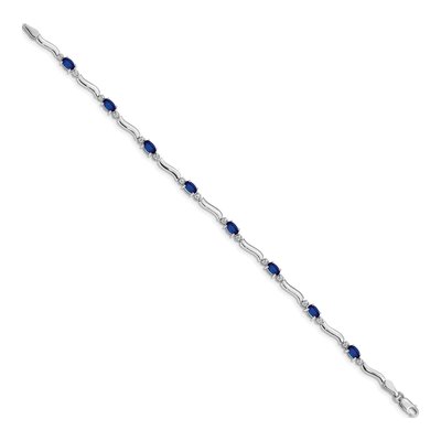 14K White Gold Sapphire & Diamond Link Bracelet – view 2