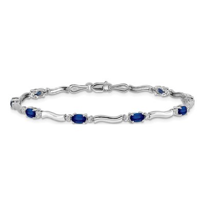 14K White Gold Sapphire & Diamond Link Bracelet – view 3